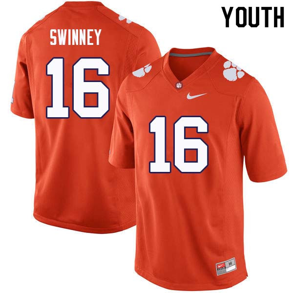 Youth #16 Will Swinney Clemson Tigers College Football Jerseys Sale-Orange